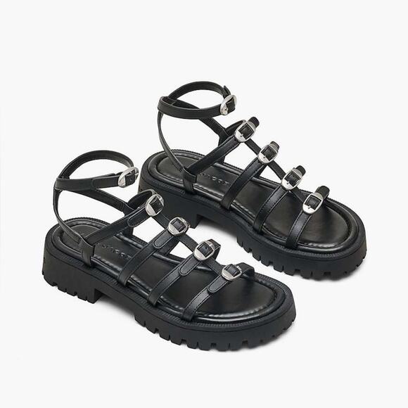 Marc Jacobs Black Strappy Buckle Sandals 37 - Picture 3 of 7